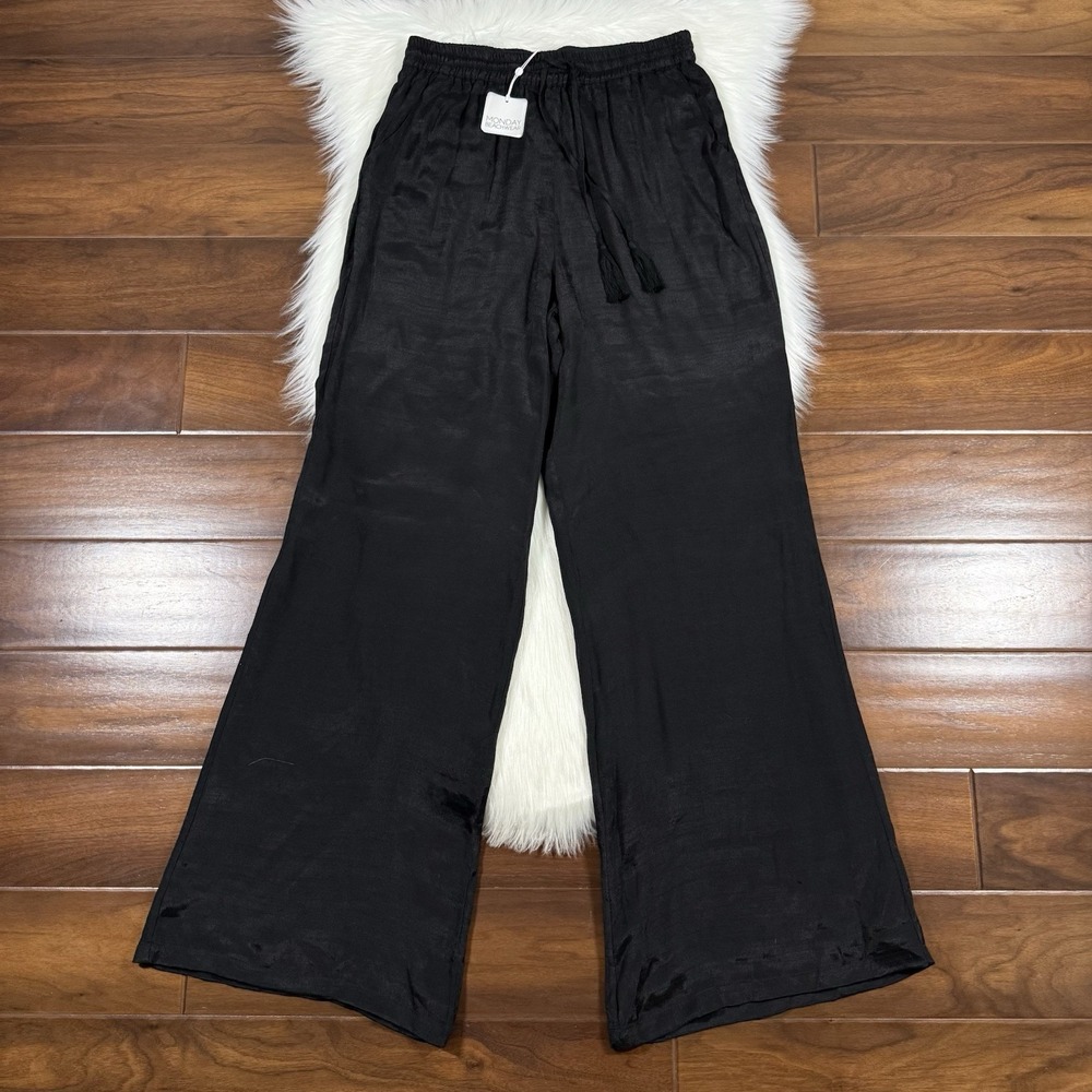Monday Swimwear Women's Size Small Black Drawstring Tahiti Pull On Pants